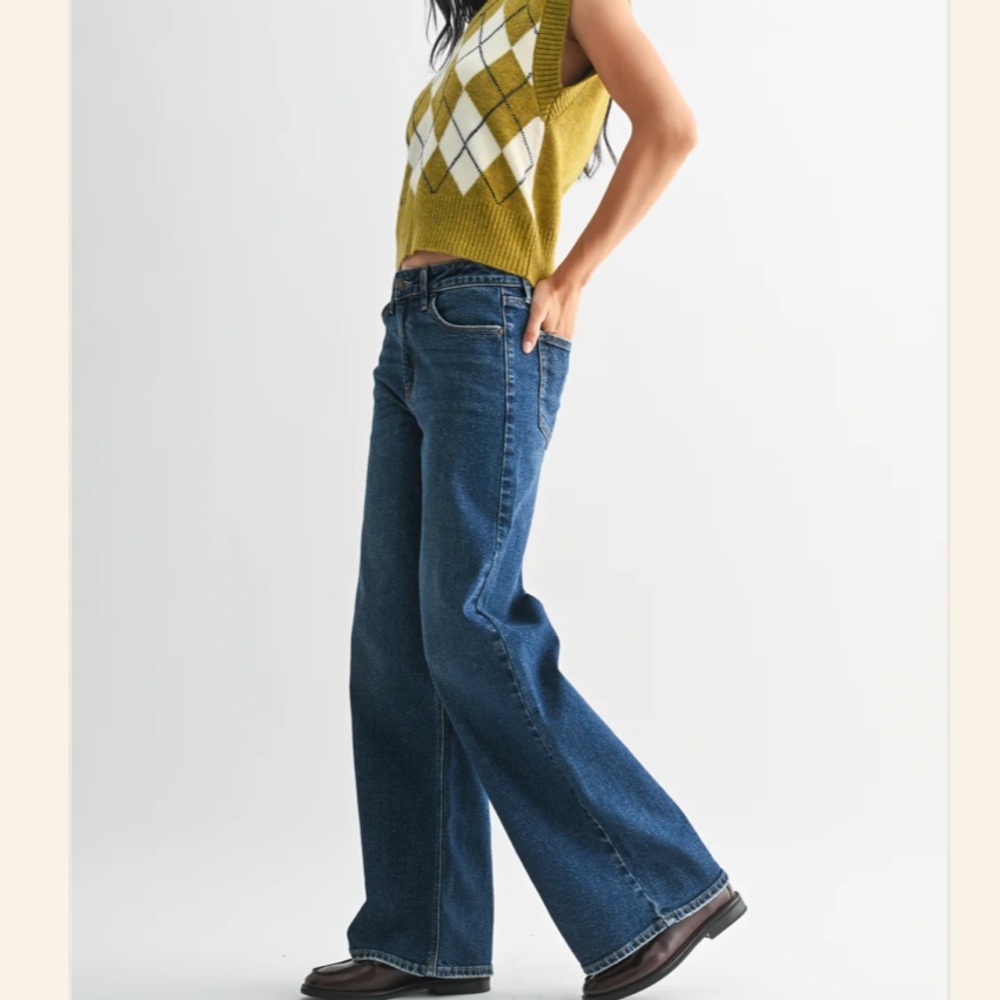 Altar'd State Baggy Dark Blue Denim Jeans